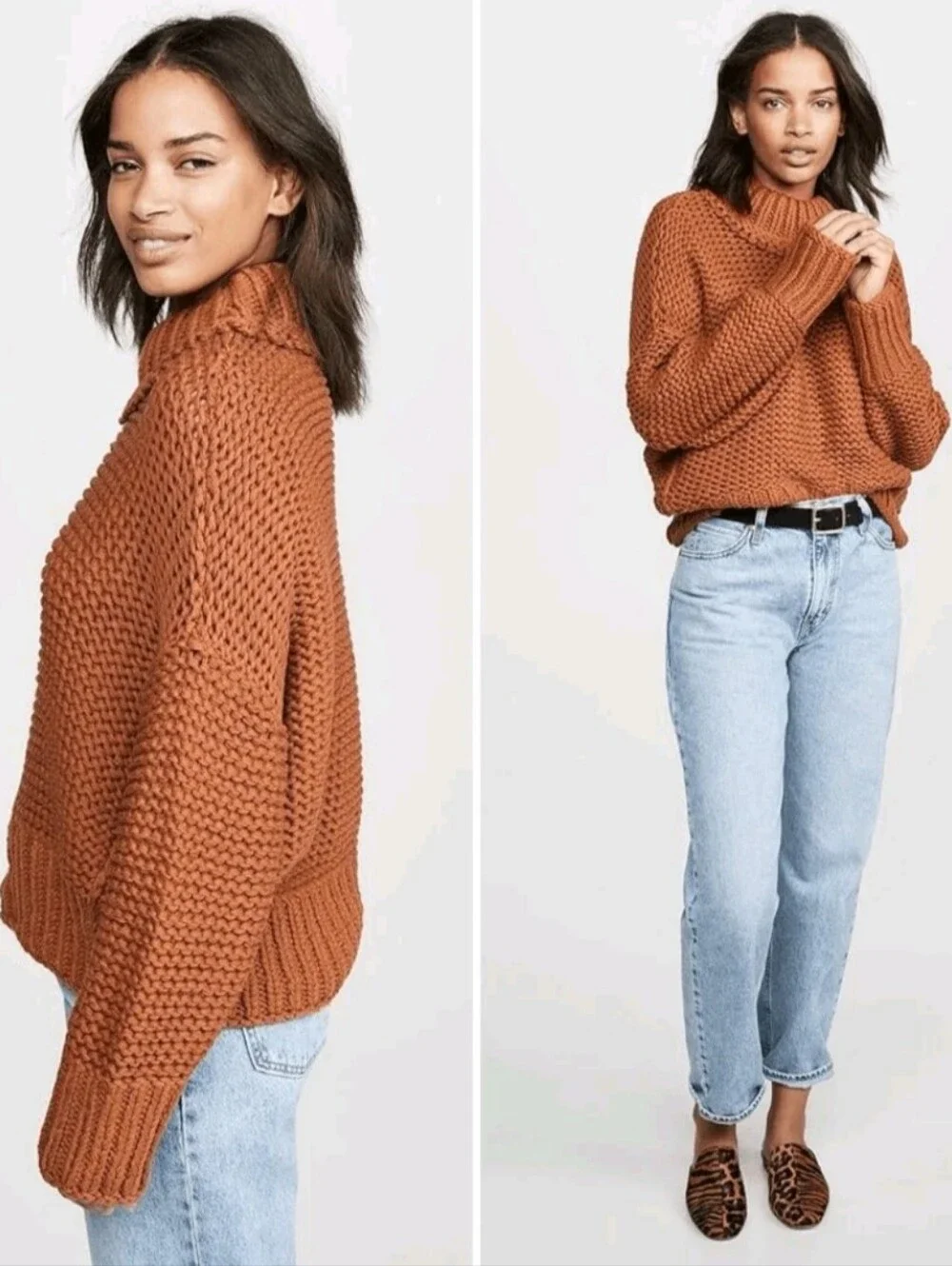 Free People My Only Sunshine Chunky Knit Crochet Oversized Sweater Size XL